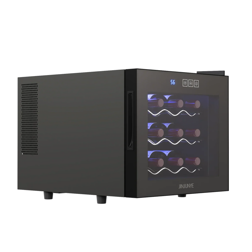 JINJUNYE Countertop Wine Cooler Refrigerator, 12 Bottle, Glass Door