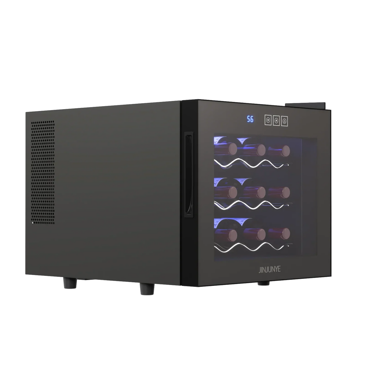 JINJUNYE Countertop Wine Cooler Refrigerator, 12 Bottle, Glass Door