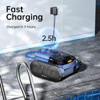 Cordless Robotic Pool Vacuum Cleaner With Track Drive, Sonar Navigation, 180W Brushless Motor, 150-Min Runtime, Dark Blue