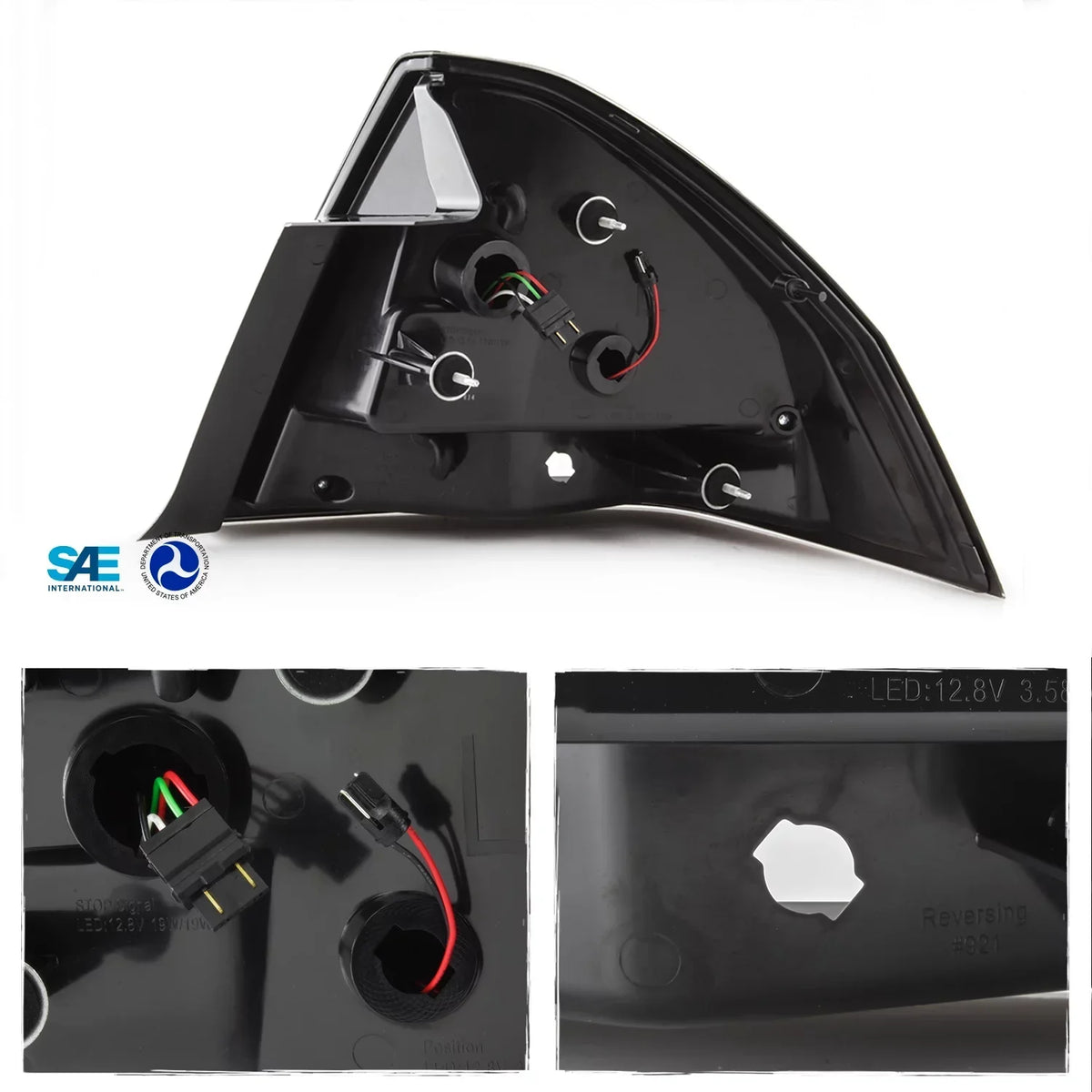 AKKON Black Headlight And LED Tube Bar Tail Light Combo Pair - Fits 2006-2013 Chevy Impala, 2014-2016 Impala Limited