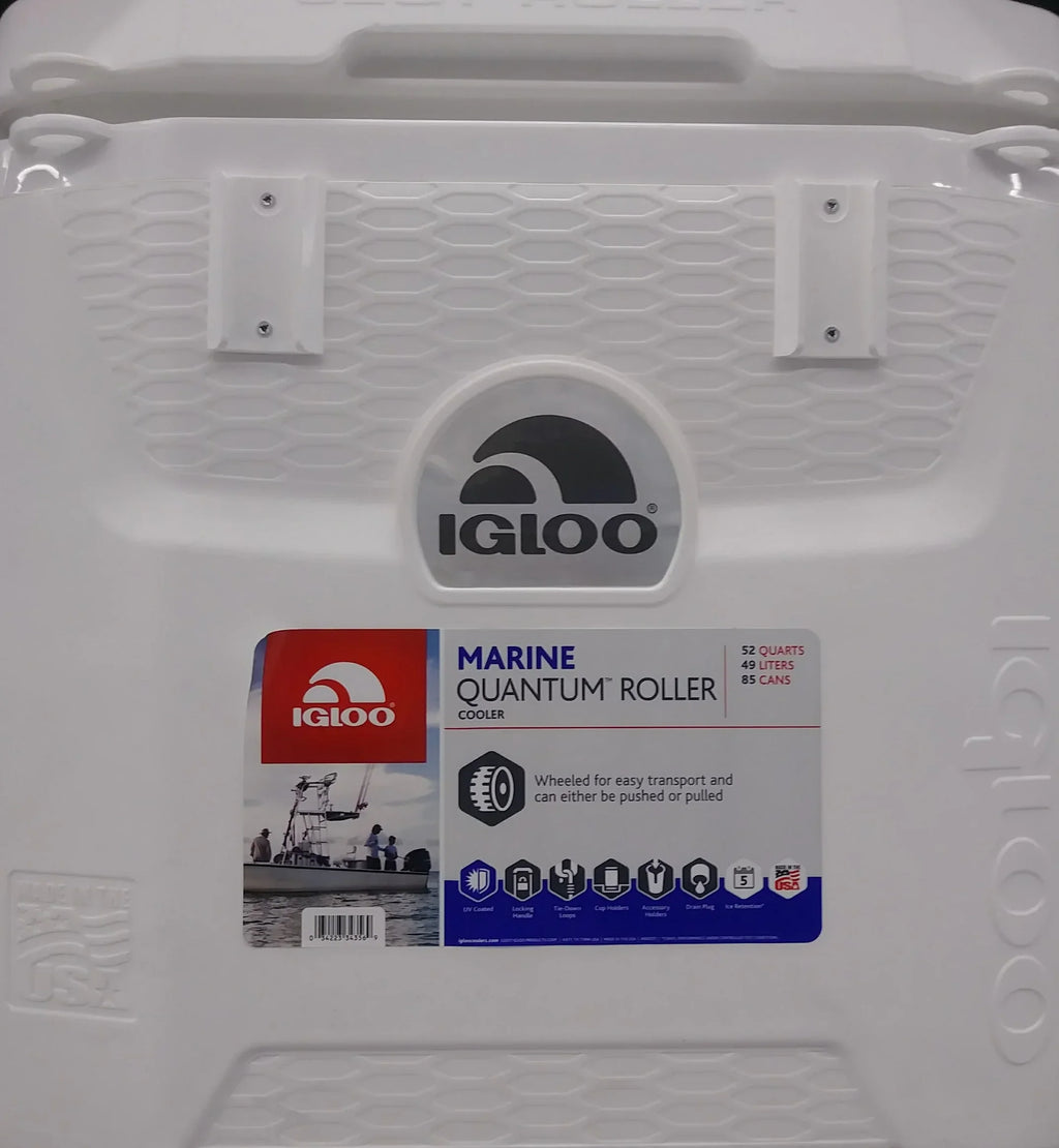 Igloo 52 QT 5-Day Marine Ice Chest Cooler With Wheels, White