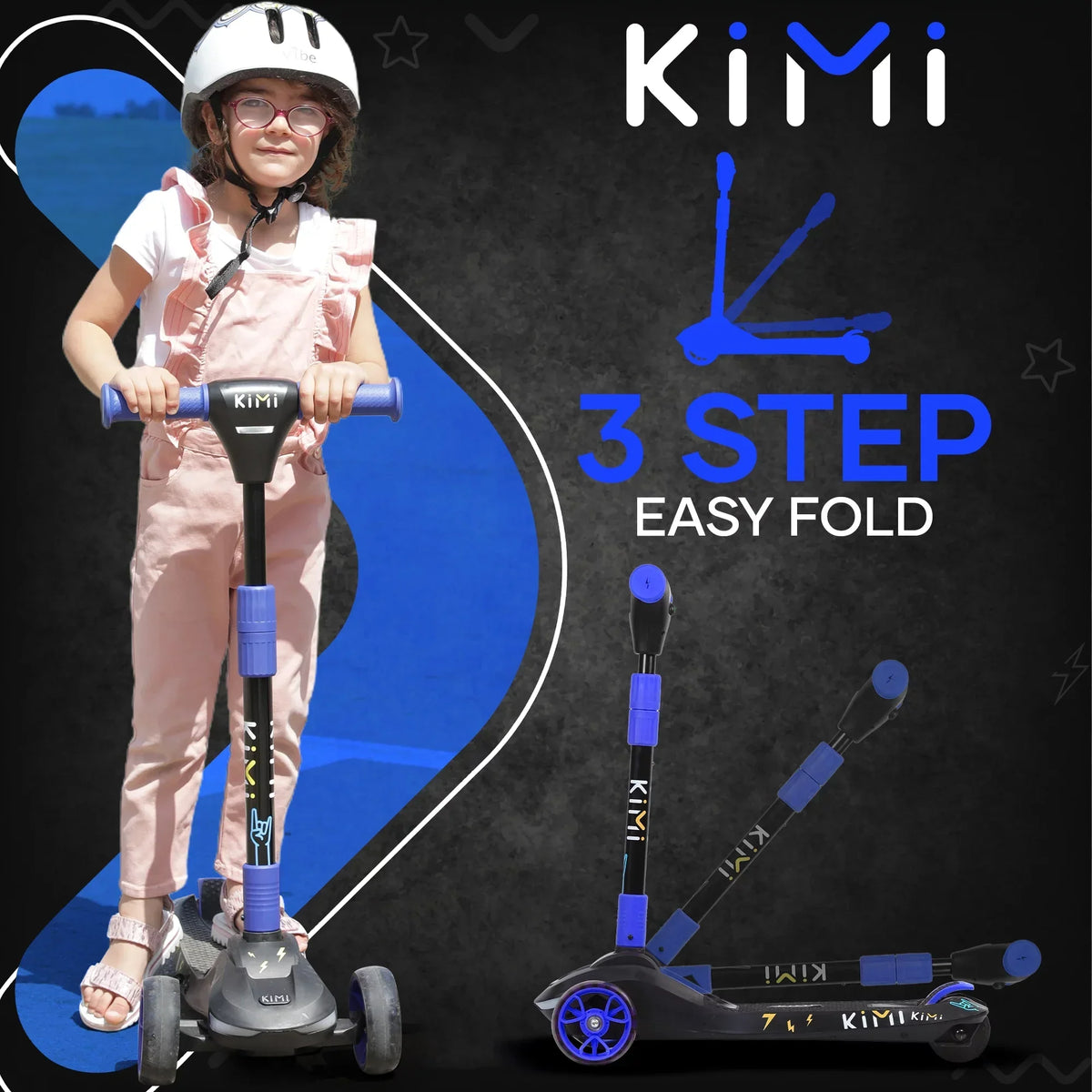 KIMI Kids 3-Wheel Electric Scooter, Adjustable, Ages 2-9, 5MPH, 10 Miles Range