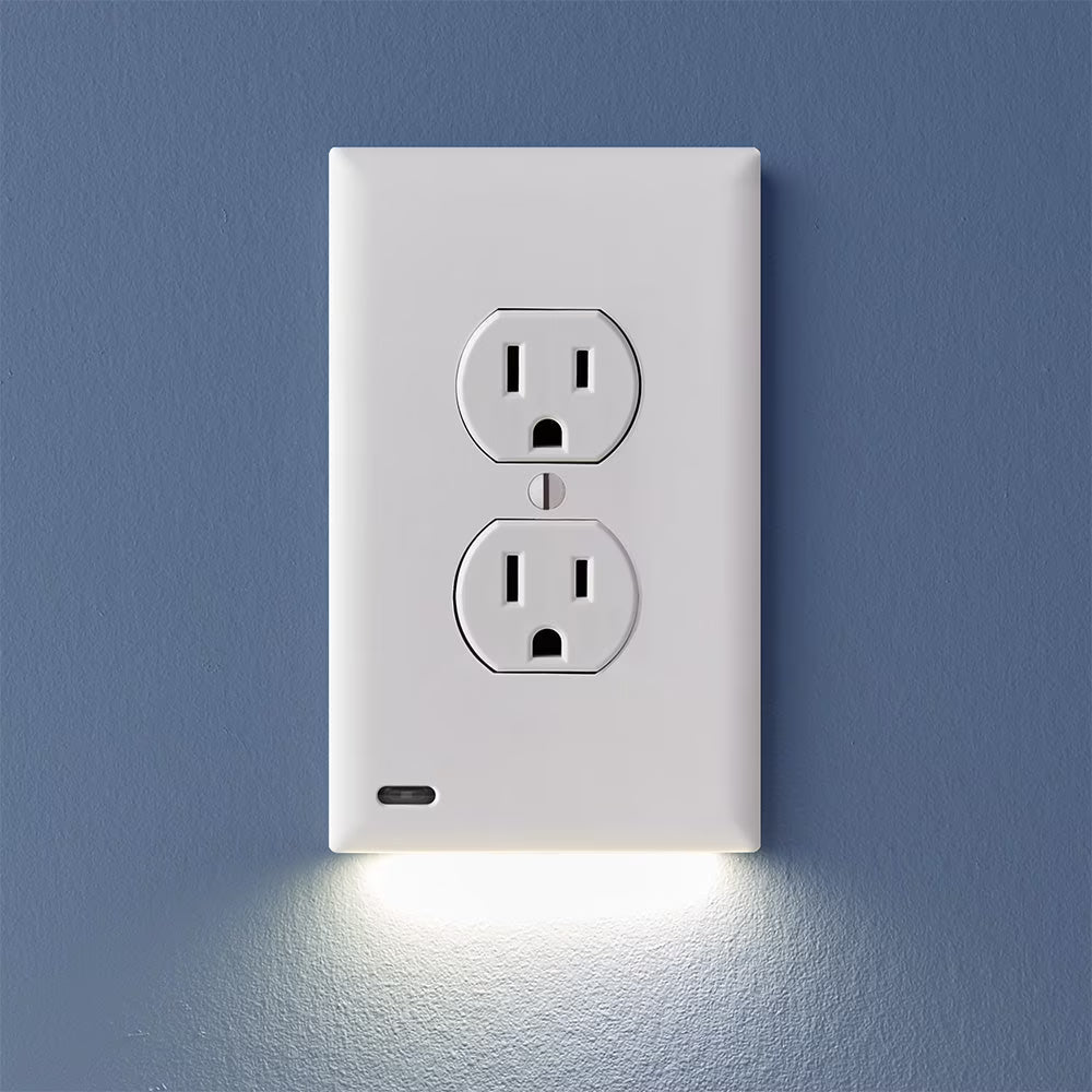 SnapPower GuideLight 2 Duplex LED Night Light Outlet Wall Plate, 6 Pack, White