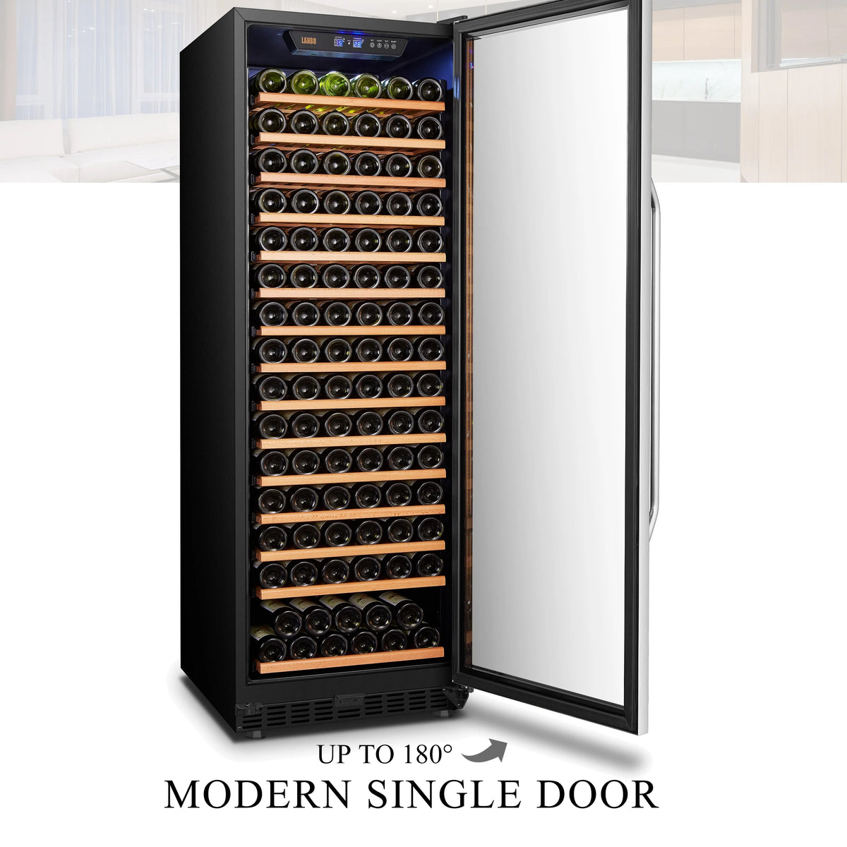 Lanbo 165 Bottle Built-In Black Single Zone Wine Cooler, 24 inch Width - LW177S