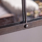 Rustic Brown Windowpane Wall Mirror With Metal Frame, 37.75 in H x 23.8 in W