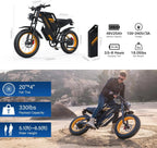 COSWHEEL GT20 Electric Dirt Bike, 1500W Motor, 48V/25Ah Removable Battery, 20in x 4.0in Fat Tires - GT20