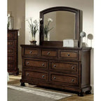 Classic 5-Piece Master Bedroom Set With Brown Cherry Platform Storage Bed