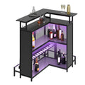 Dextrus 5 Tier Home Bar Unit With 43in Wine Cabinet, LED Lights, Wine Rack And Footrest - Black