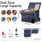 BODEGA 12 Volt 37 Qt Dual Zone Portable Car Refrigerator Freezer - Dark Blue and Black