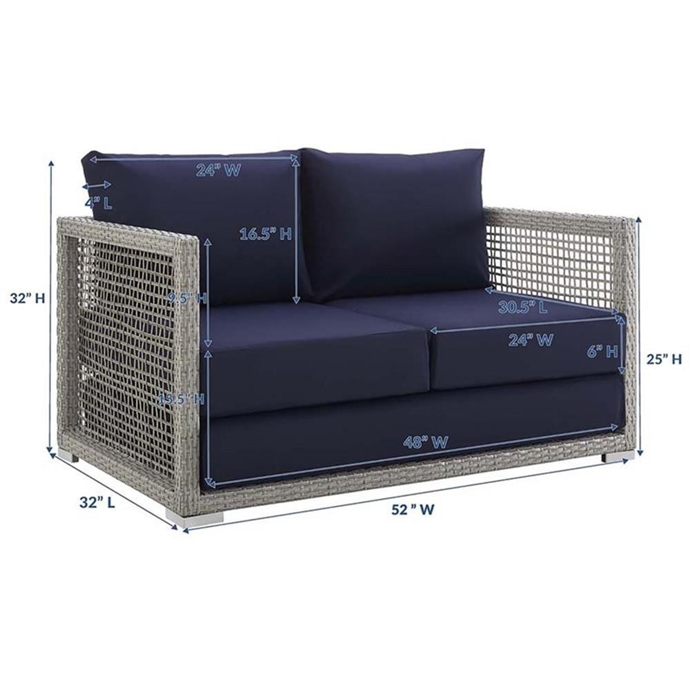 Afuera Living Wicker Patio Loveseat, Gray - 52in W x 32in D