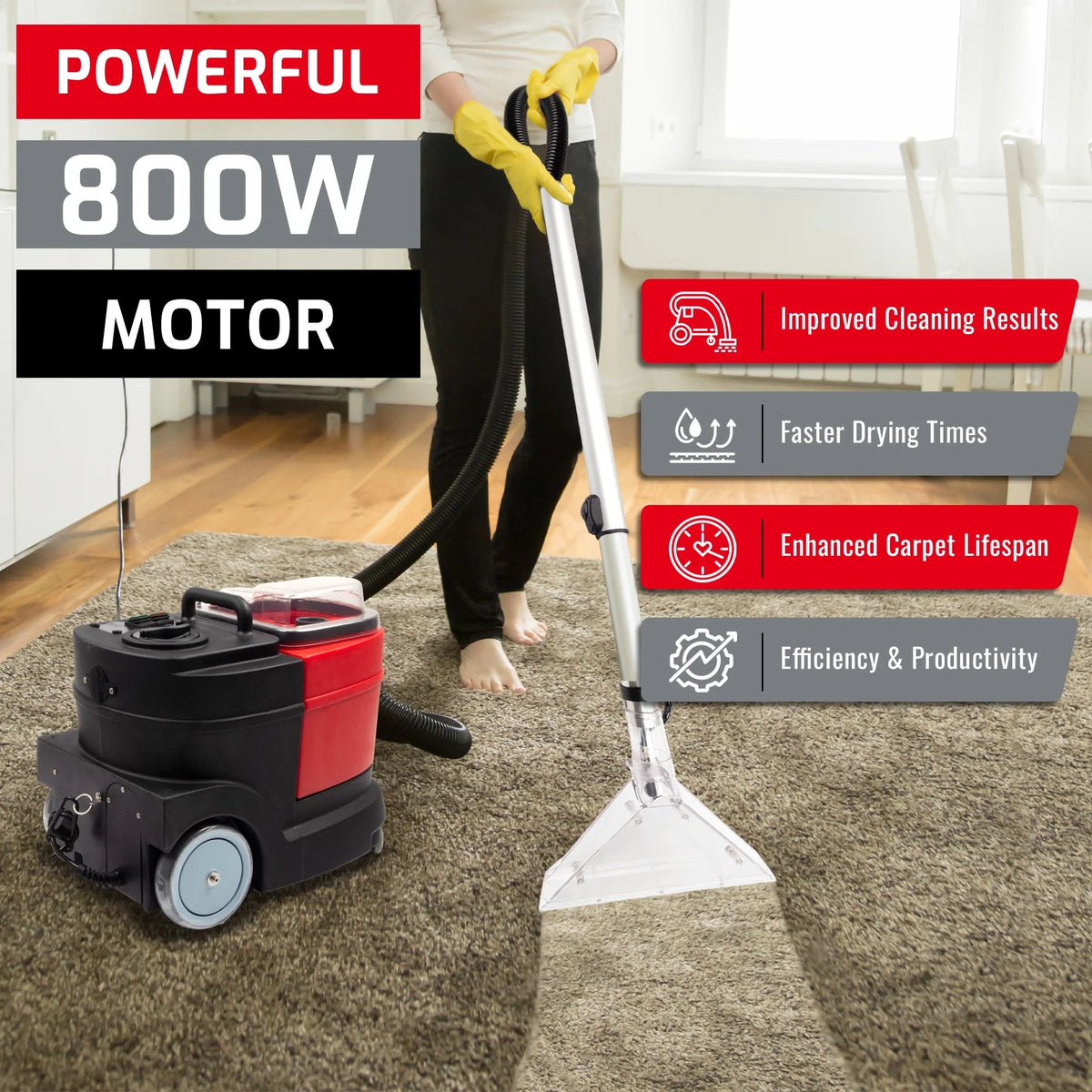 SunMax Carpet And Upholstery Extractor Cleaning Machine, 1.07 HP, 3.7-Gal Tank