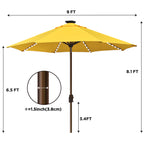 EliteShade 9ft Market Patio Umbrella With 80 LED Lights, Ruby