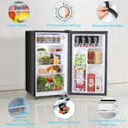 TINKLE WELL Mini Fridge With Freezer, 3.2 Cu Ft, Single Door, Silver