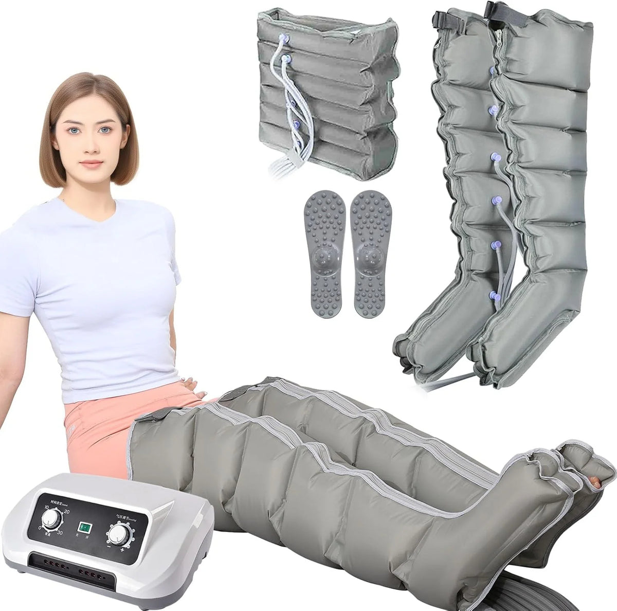 Generique 6-Chamber Pressotherapy Compression Device for Legs, Stomach and Arms - Model 1