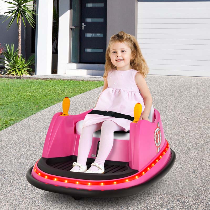 12V Toddler Battery Powered Bumper Car With Dual Joysticks And 360 Degree Spin