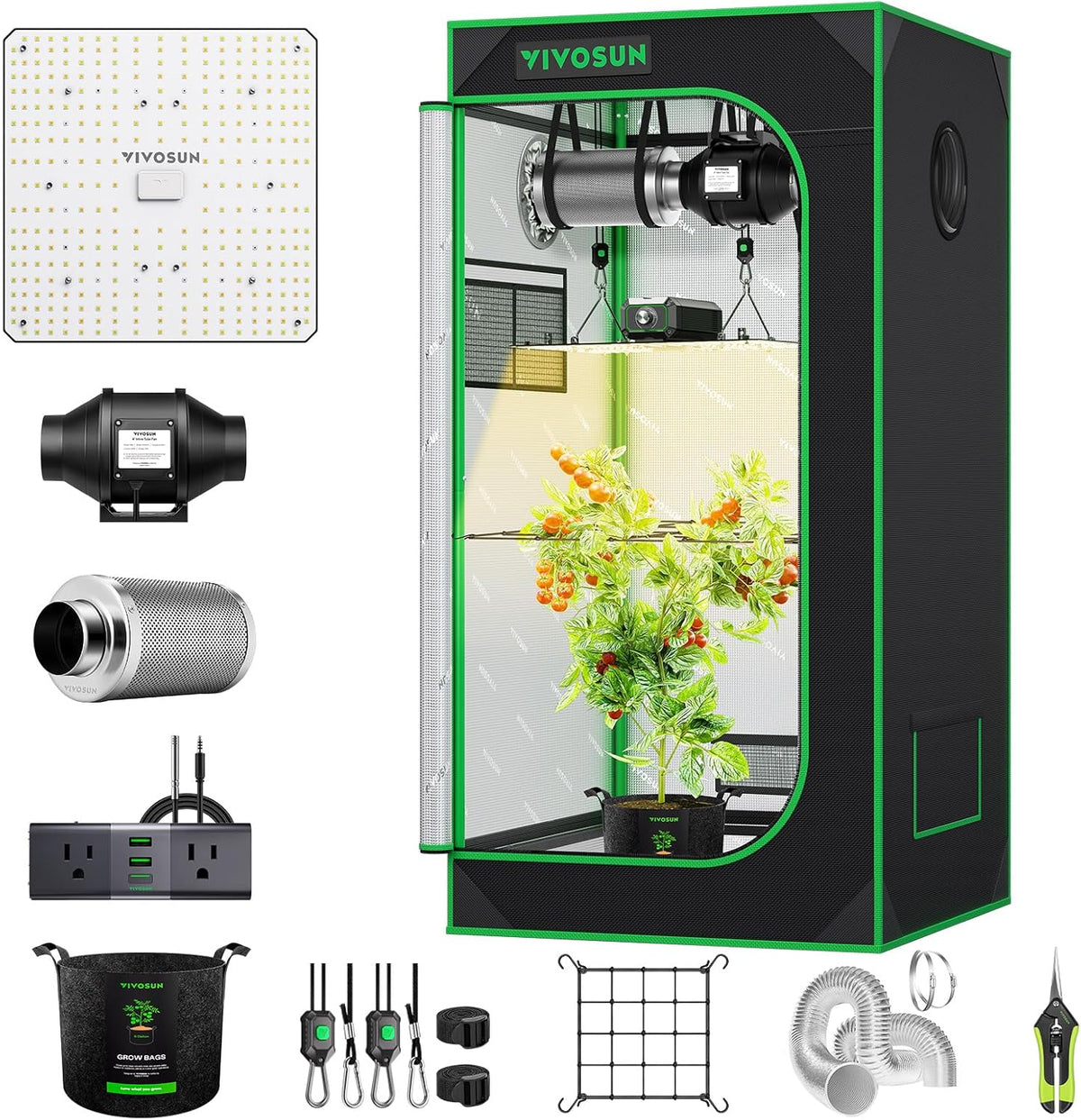 VIVOSUN Grow Tent Kit 2 x 2ft 1-Plant WiFi-Controlled System With Full Spectrum LED Light - GrowHub Outlet A22