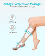 ALLJOY Leg And Foot Air Compression Massager With Heat, 6 Modes, 3 Intensities, 2 Heating Levels, 2 Extensions