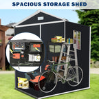 Seizeen Resin Outdoor Storage Shed With Floor, Light Gray, 82 in H