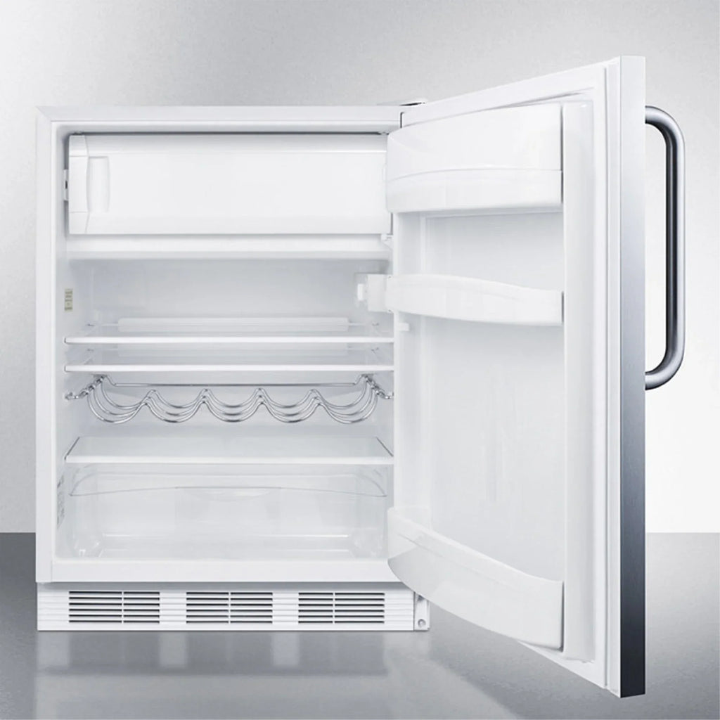 ADA Compliant Built-In Undercounter Refrigerator-Freezer, 5.1 cu.ft., 24 in, Stainless Steel Door