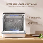 NOVETE Countertop Dishwasher, 5 L Water Tank, 5 Programs, White - TDQR01