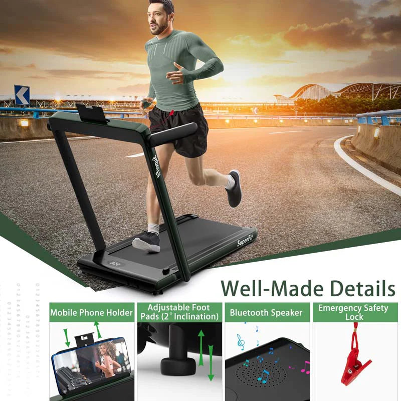 GYMAX 2-in-1 Folding Under Desk Treadmill With Speaker, App And Remote Control - 2.5HP