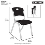 Lifetime Steel-Framed Indoor/Outdoor Commercial Grade Stacking Chairs, Black & Silver, Set Of 14 - 80569