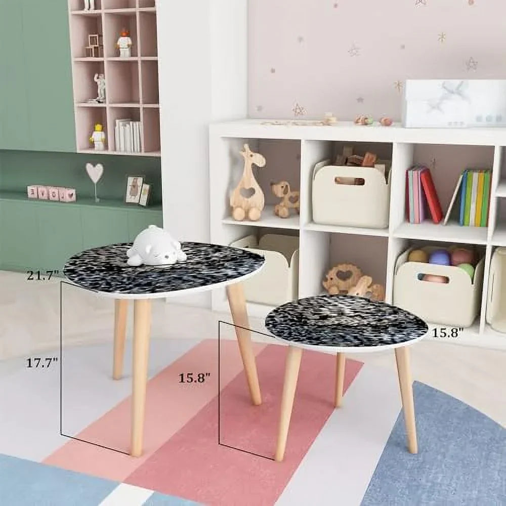 HYHBIBOOM Small Nesting Coffee Table - Colorful Embroidery Border With Bright Flowers And Leaves