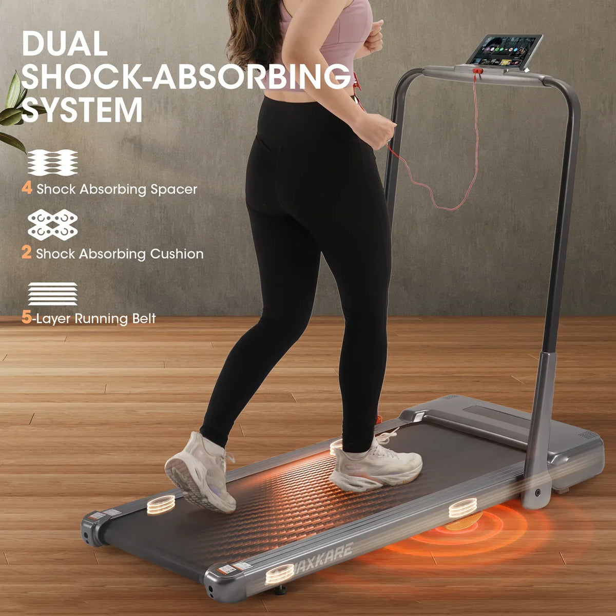 MaxKare 2-in-1 Folding Under Desk Treadmill, 2.5HP, 7.5MPH, 265 lbs Capacity