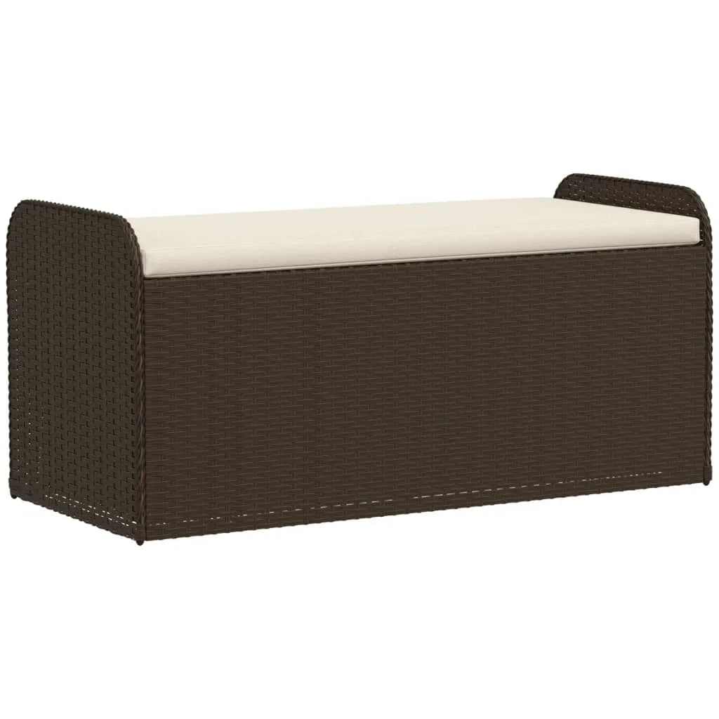 vidaXL Outdoor Poly Rattan Storage Bench With Cushion, Black, 45.3 x 20.1 x 20.5 in