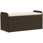 vidaXL Outdoor Poly Rattan Storage Bench With Cushion, Black, 45.3 x 20.1 x 20.5 in