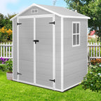 Seizeen Resin Outdoor Storage Shed With Floor, Light Gray, 82 in H