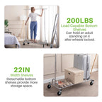 Hokeeper Heavy Duty Garment Rack, 550 lbs, 45.66-70.86 in Adjustable Rail, Silver