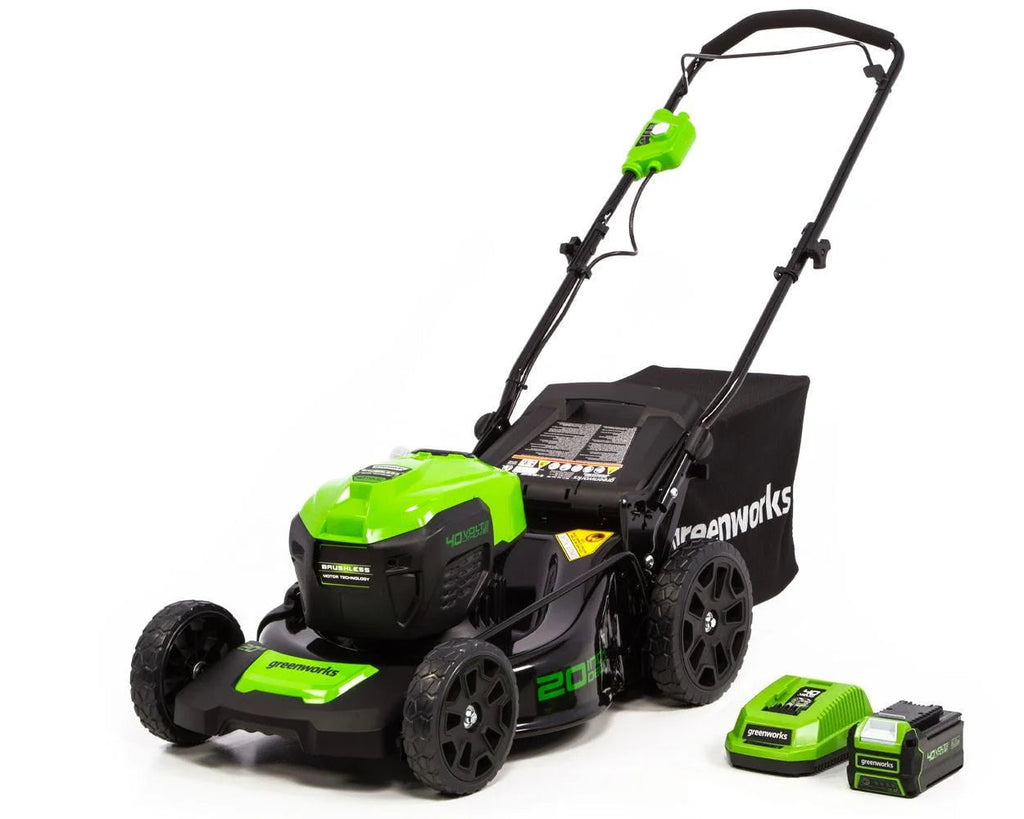Greenworks 40V 20-Inch Brushless Walk-Behind Push Lawn Mower With 40 Ah Battery And Quick Charger - 2516302