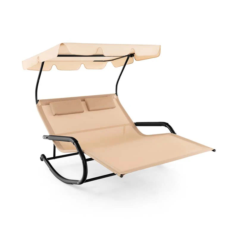 2 Person Patio Hammock Bed Swing Chair With Adjustable Canopy And Wheels