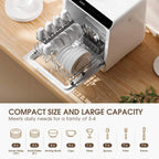 NOVETE Countertop Dishwasher, 5 L Water Tank, 5 Programs, White - TDQR01