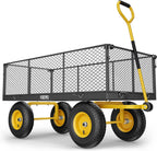 Vibemo Steel Garden Cart 2-in-1, 1400 lbs, 13 in Pneumatic Tires, Black - VB-GC02