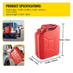 VEVOR Steel Jerry Fuel Can 5.3 Gallon/20 L, 2 Count, Red - 2X20LRED