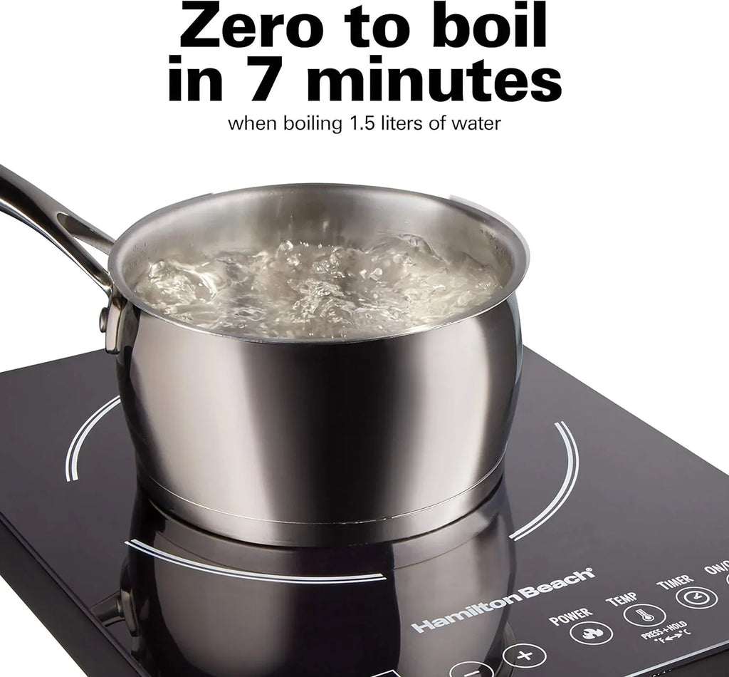Portable Single Induction Cooktop Countertop Burner, 1800 Watts, 10 Temperature Settings, Black - 34104