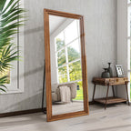 BEAUTYPEAK Full Length Floor Mirror With Stand, 64 x 21 in, Retro White