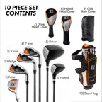 PGA Tour Right-Handed 10-Piece Kids Golf Club Stand Bag Set, Ages 8-12, Player Height 4ft 8in - 5ft 2in