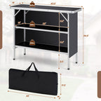 Folding Camping Table With 2-Tier Storage Shelves, Aluminum, 43.5 x 15 x 34.5 in