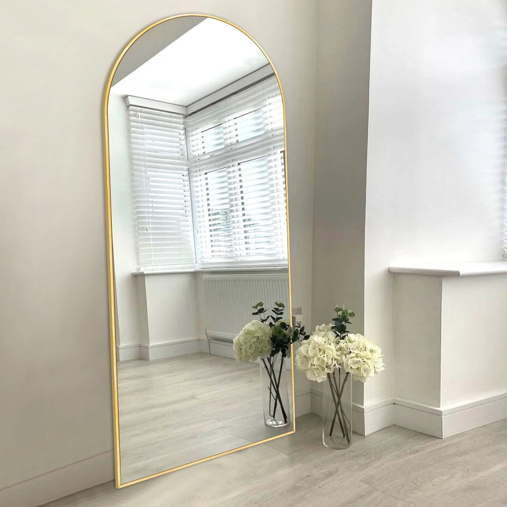 Arched Full Length Floor Mirror With Aluminum Alloy Frame - 65x22, 71x24, 71x28, 71x32