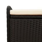 vidaXL Outdoor Poly Rattan Storage Bench With Cushion, Black, 45.3 x 20.1 x 20.5 in