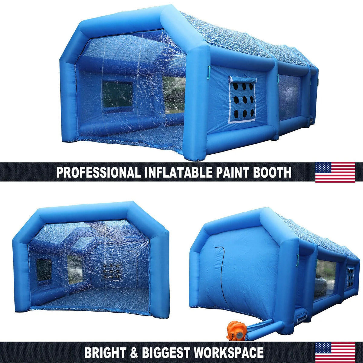 Urbanest Inflatable Spray Paint Booth 28x15x11FT With 2 Blowers - 950W And 350W