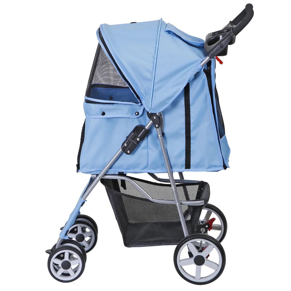 Foldable 4 Wheel Pet Stroller With Cup Holder