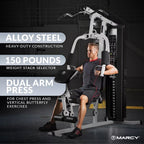150-Lb. Weight Stack Home Gym With Dual-Function Arm Press And Leg Developer - Black/White