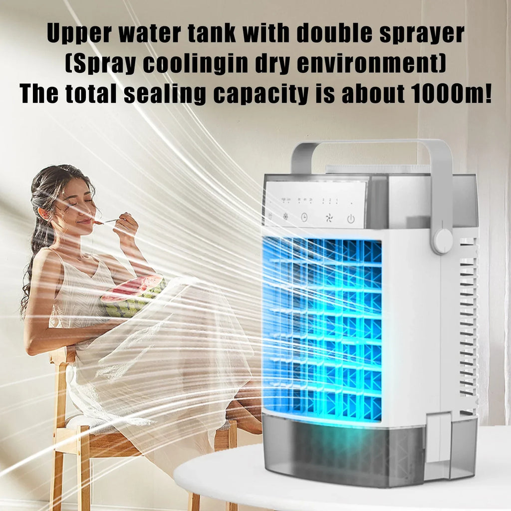 Homester Portable Evaporative Air Cooler Fan, 1000ml Tank, 3 Speeds, White