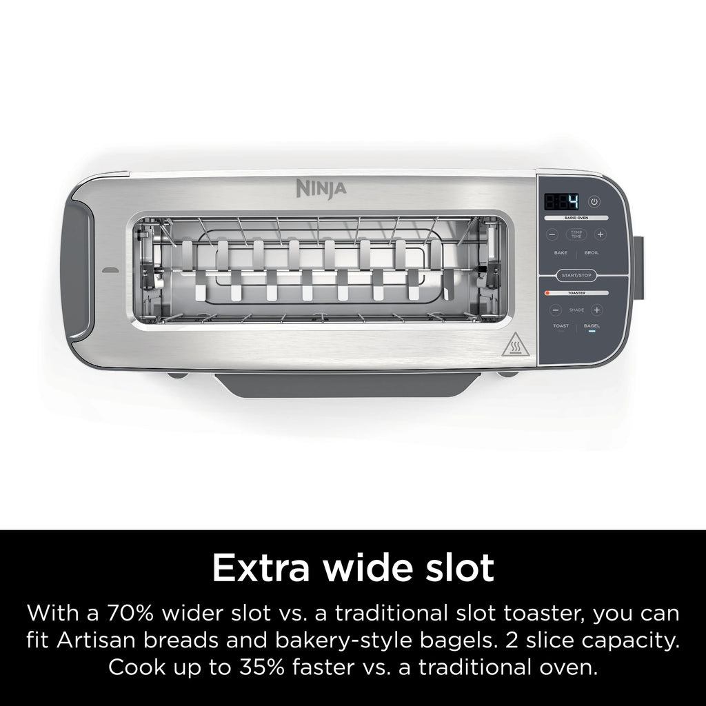 Ninja Foodi 2-in-1 Flip Toaster And Compact Toaster Oven, 2-Slice, 1500 Watts - ST100