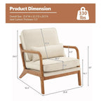 Linen Accent Lounge Chair With Solid Wood Frame, 25.6in D x 34.6in W x 36.6in H