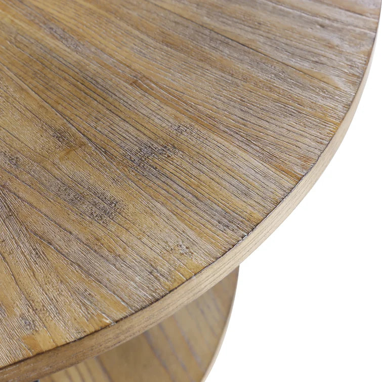 Round Coffee Table With Storage Shelf - 33.5 in